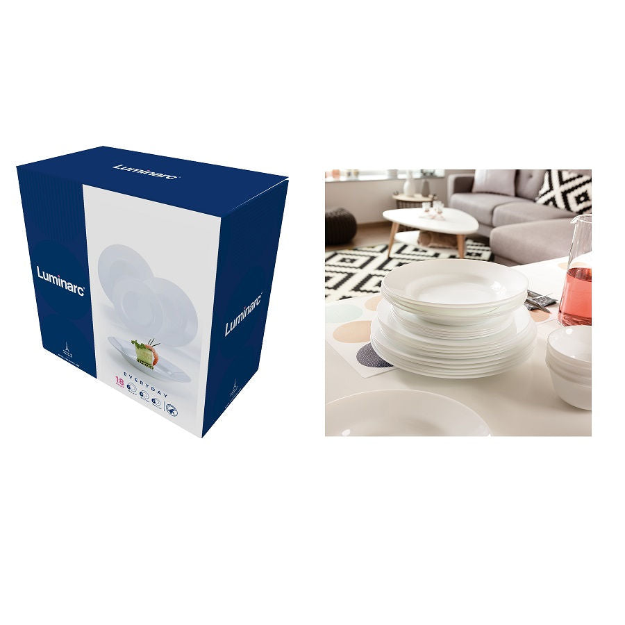 Luminarc EVERY DAY üveg étkészlet 18 részes 6 személyes fehér G0566