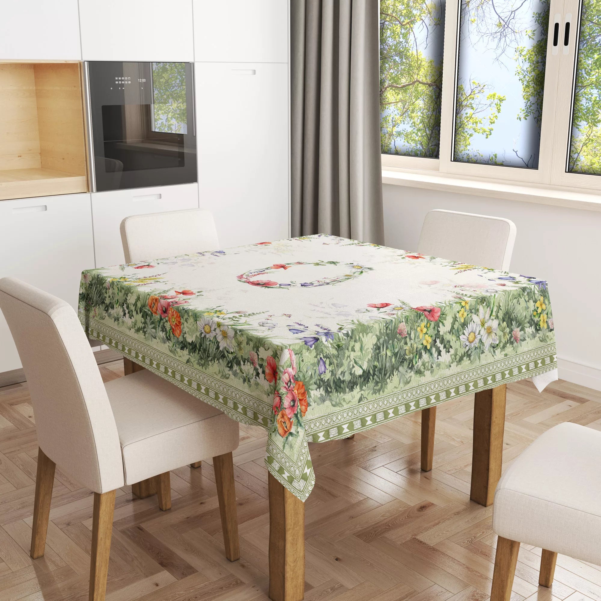 Tavaszi asztalterítő Pipacs mintás virágos , 100x100 cm pamut