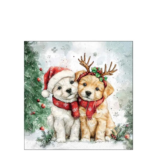 Karácsonyi szalvéta – Cody és Buddy, 25x25 cm, 20 db-os