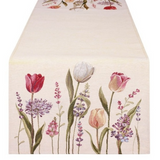 Tavaszi tulipán virágos asztali futó 40x140 cm pamut Storie Fiorite