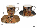 Gustav Klimt eszpresszó kávés porcelán csésze aljjal 2 személyes 100 ml A Csók