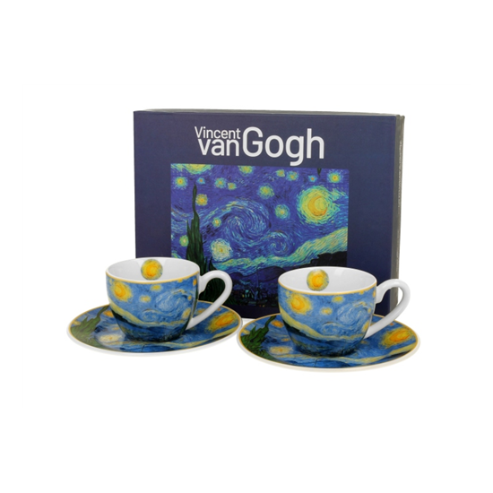 Porcelán eszpresszó kávés csésze + alj 110 ml 2 személyes van Gogh Csillagos éj
