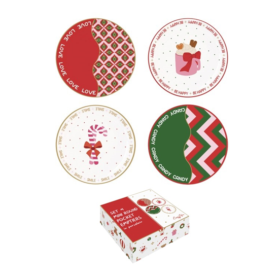 Karácsonyi Porcelán tálka 4 db szett 10 cm díszdobozban Christmas Twist