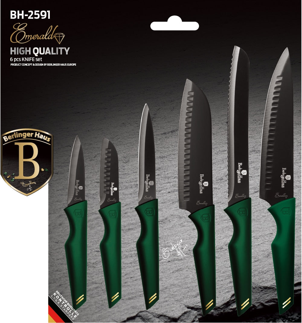 6 részes késkészlet smaragdzöld Berlinger Haus Emerald Collection