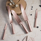 6 részes rose gold késkészlet akácfa állvánnyal Berlinger Haus Taupe Collection