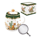 Forest Dream őszi porcelán rókás szűrős bögre tetővel dobozban Easy Life