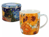 Porcelán bögre 380 ml fém díszdobozban Van Gogh Napraforgók