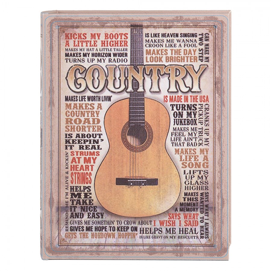 Gitáros könyv alakú vintage fa tároló doboz szett 3 részes Country