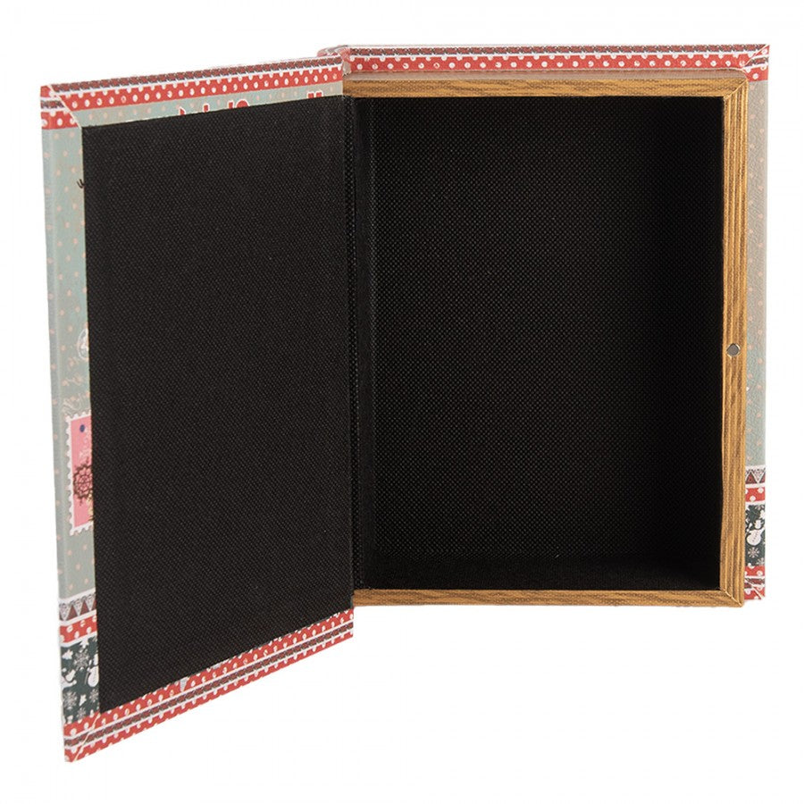 Télapós könyv alakú vintage fa tároló doboz szett 3 részes Merry Christmas