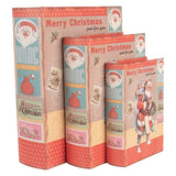 Télapós könyv alakú vintage fa tároló doboz szett 3 részes Merry Christmas Just for you