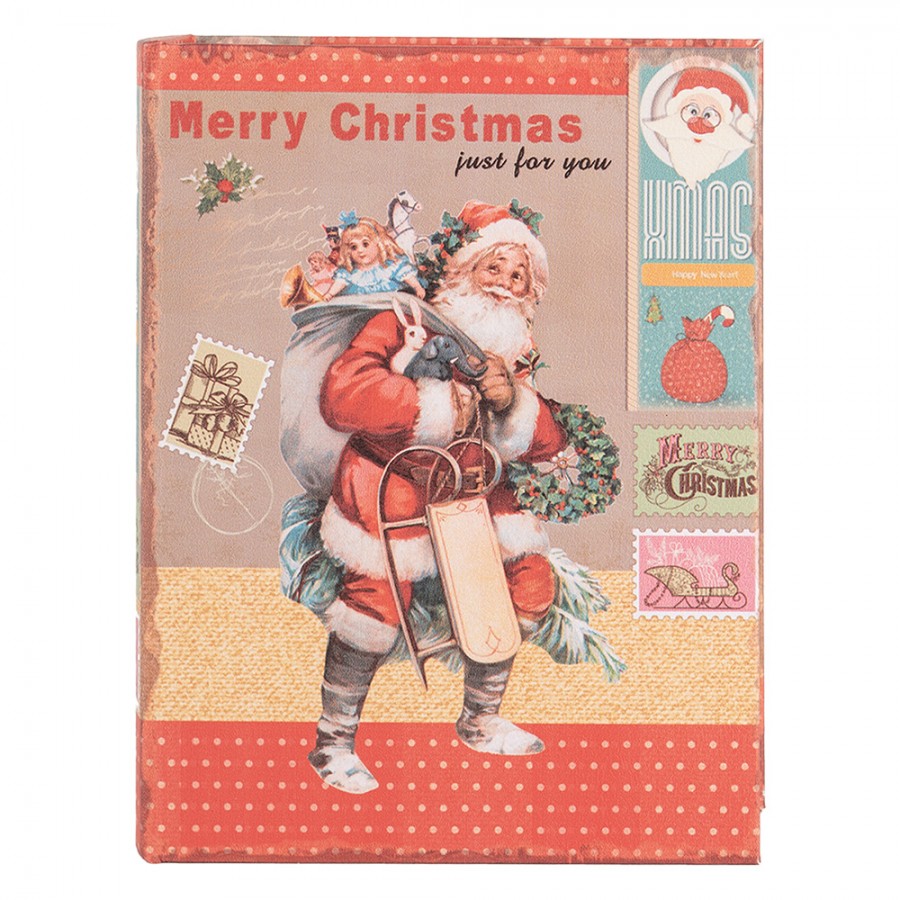Télapós könyv alakú vintage fa tároló doboz szett 3 részes Merry Christmas Just for you
