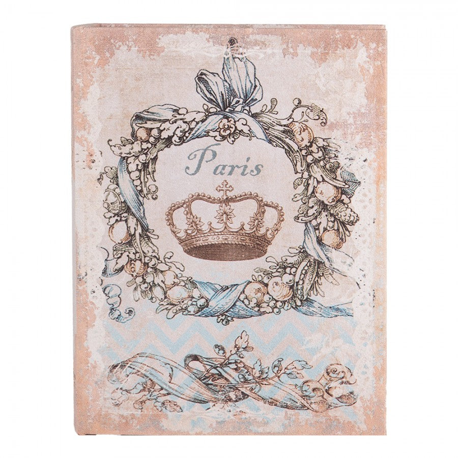 Koronás könyv alakú vintage fa tároló doboz szett 3 részes Paris