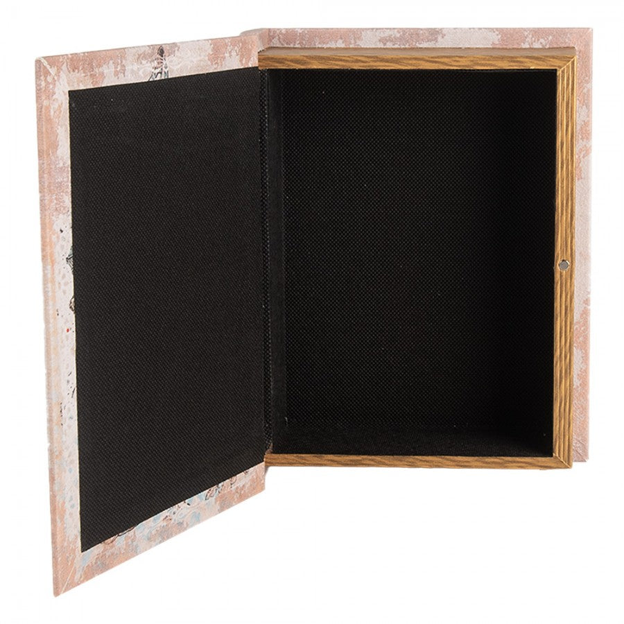 Koronás könyv alakú vintage fa tároló doboz szett 3 részes Paris