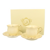 ELegáns porcelán csésze + alj 260 ml 2 személyes Clark díszdobozban arany szegélyyel