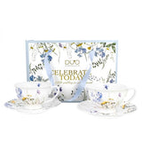 Mezei virágos porcelán csésze aljjal 250 ml - 2 személyes - ajándékdobozban