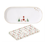 Karácsonyi Porcelán tálca 34,5x15 cm díszdobozban Let it Snow