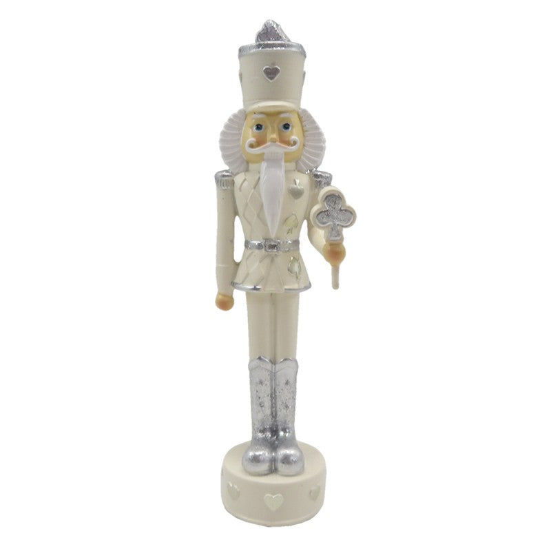 Karácsonyfadísz Bézs ezüst diótörő figura 17 cm