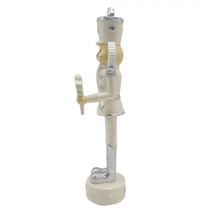 Karácsonyfadísz Bézs ezüst diótörő figura 17 cm