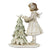 Karácsonyi dekoráció Krémszínű kislány fenyőfával karácsonyi dekoráció figura