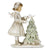 Karácsonyi dekoráció Krémszínű kislány fenyőfával karácsonyi dekoráció figura