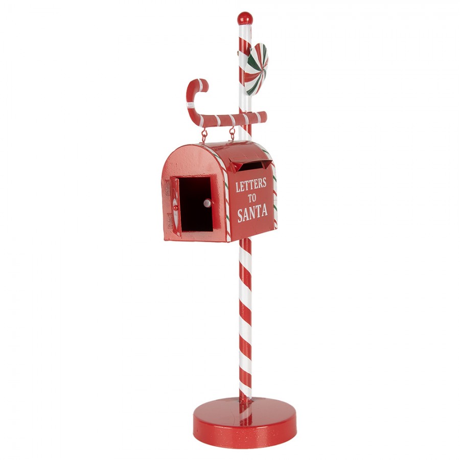 Clayre & Eef piros karácsonyi postaláda nyalóka állványon Letters to Santa 51 cm