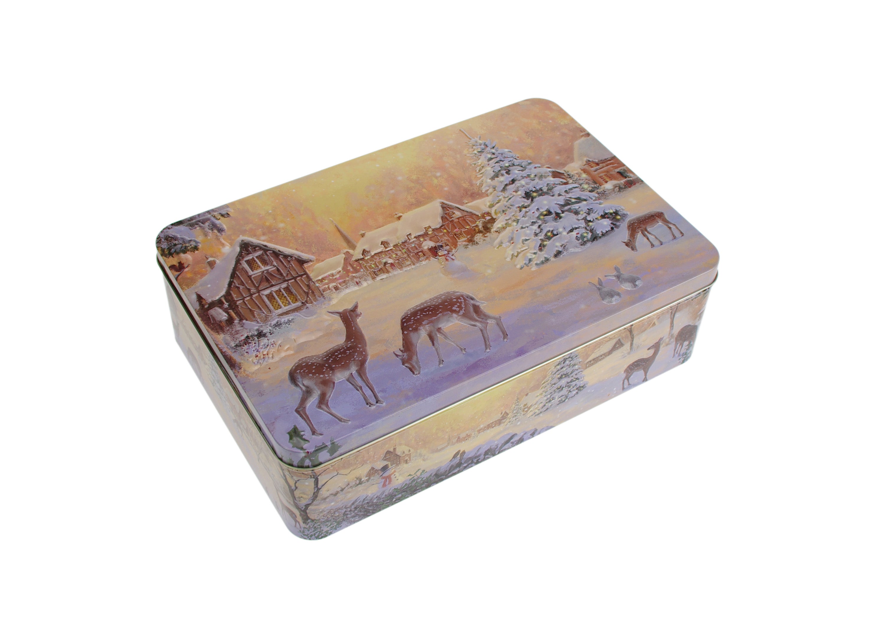 Karácsonyi konyhai dombornyomott nagy fémdoboz 355x235x100 mm Winter Nostalgia