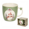 Karácsonyi porcelán bögre 360 ml zöld kötött hóemberes