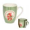 Karácsonyi porcelán bögre 350 ml zöld csíkos gyertyás