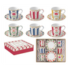 Porcelán virágos eszpresszó kávés csésze 6 személyes szett 100ml dobozban Coffee Mania Flowery