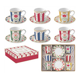 Porcelán virágos eszpresszó kávés csésze 6 személyes szett 100ml dobozban Coffee Mania Flowery