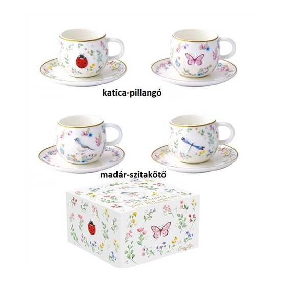 Porcelán eszpresszó kávés csésze 2 db-os díszdobozban Fancy Garden