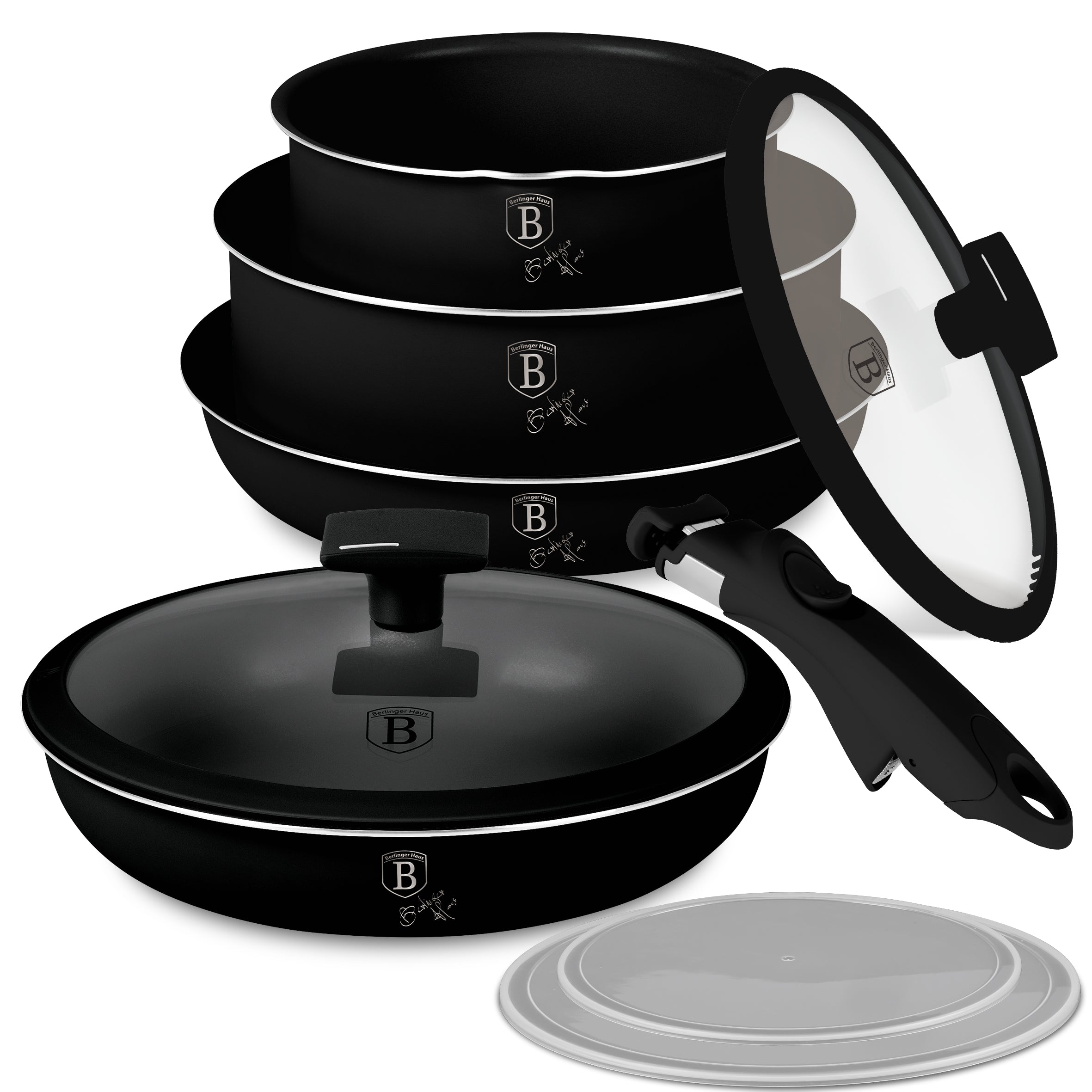 9 részes indukciós edénykészlet matt fekete Berlinger Haus Matte Black