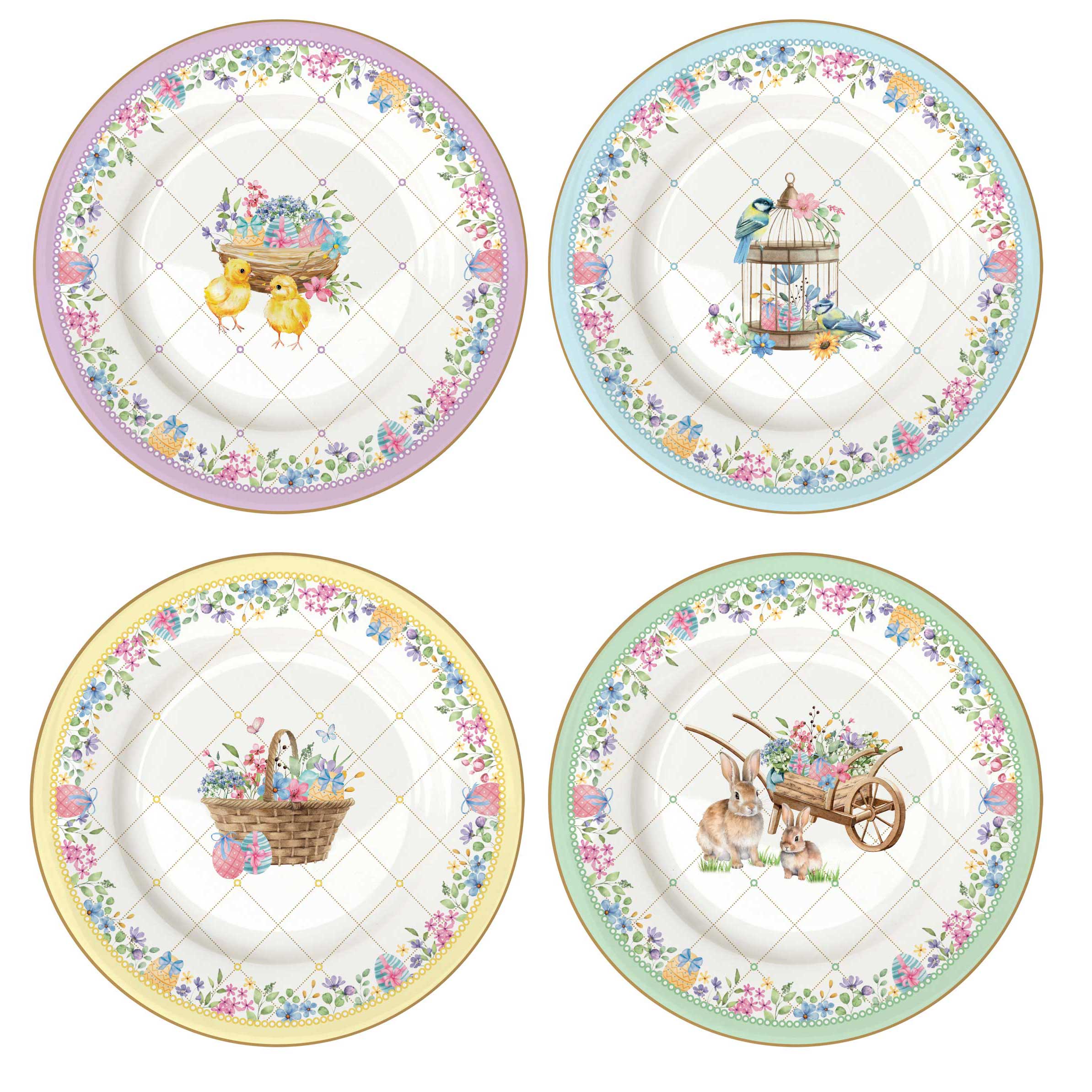Spring Bloom húsvéti porcelán desszertes tányér 4 db szett díszdobozban