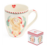 Karácsonyi porcelán bögre 350 ml díszdobozban mézeskalács baba