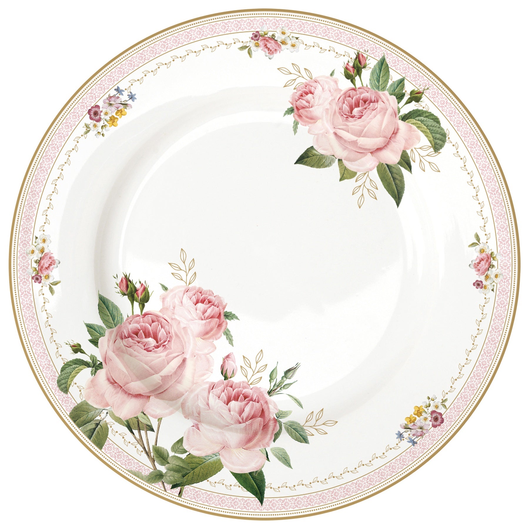 Porcelán lapostányér 26,5 cm – Rózsa mintás Chant des Roses
