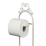 Vintage fém álló WC papír tartó 70 cm antik fehér