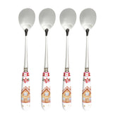 Karácsonyi rozsdamentes acél teáskanál 4 db szett porcelán nyéllel Sweet Christmas