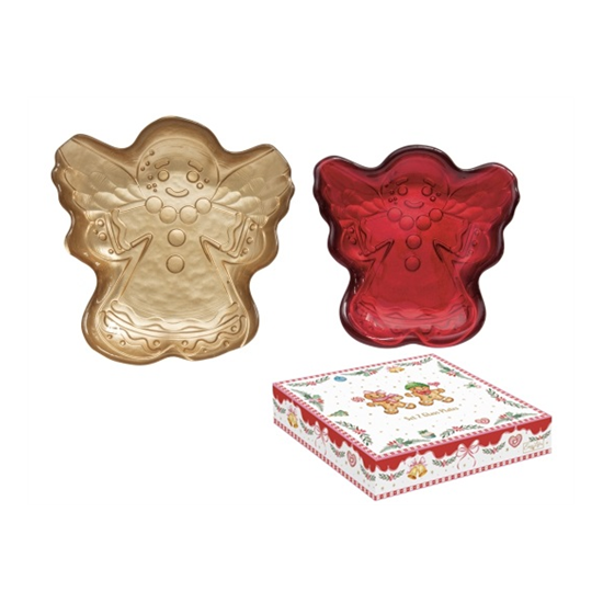Karácsonyi Üvegtál szett 2 db-os angyal forma díszdobozban Sweet Christmas