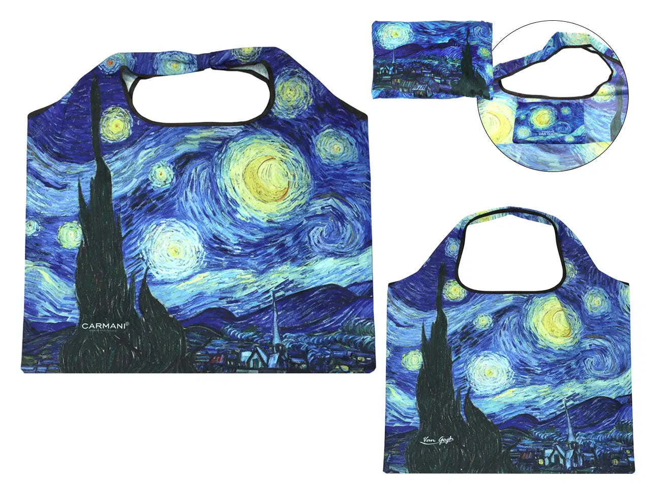 Összehajtható bevásárlótáska 40x70 cm műanyag Van Gogh Csillagos éj