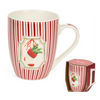 Karácsonyi porcelán bögre 350 ml piros csíkos zoknis