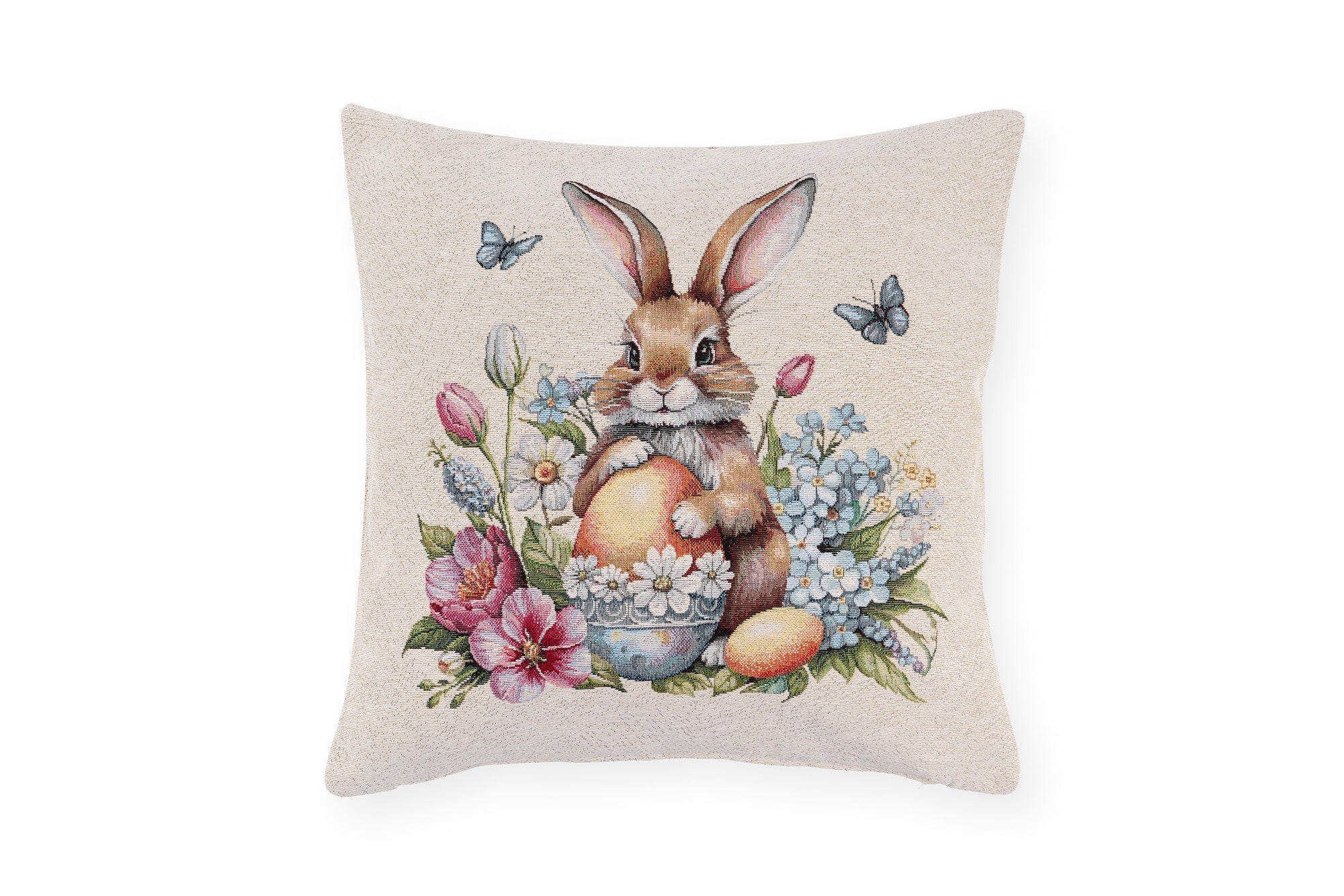 Húsvéti barna nyuszis Párnahuzat 45x45 cm Jacquard pamut Storie Fiorite