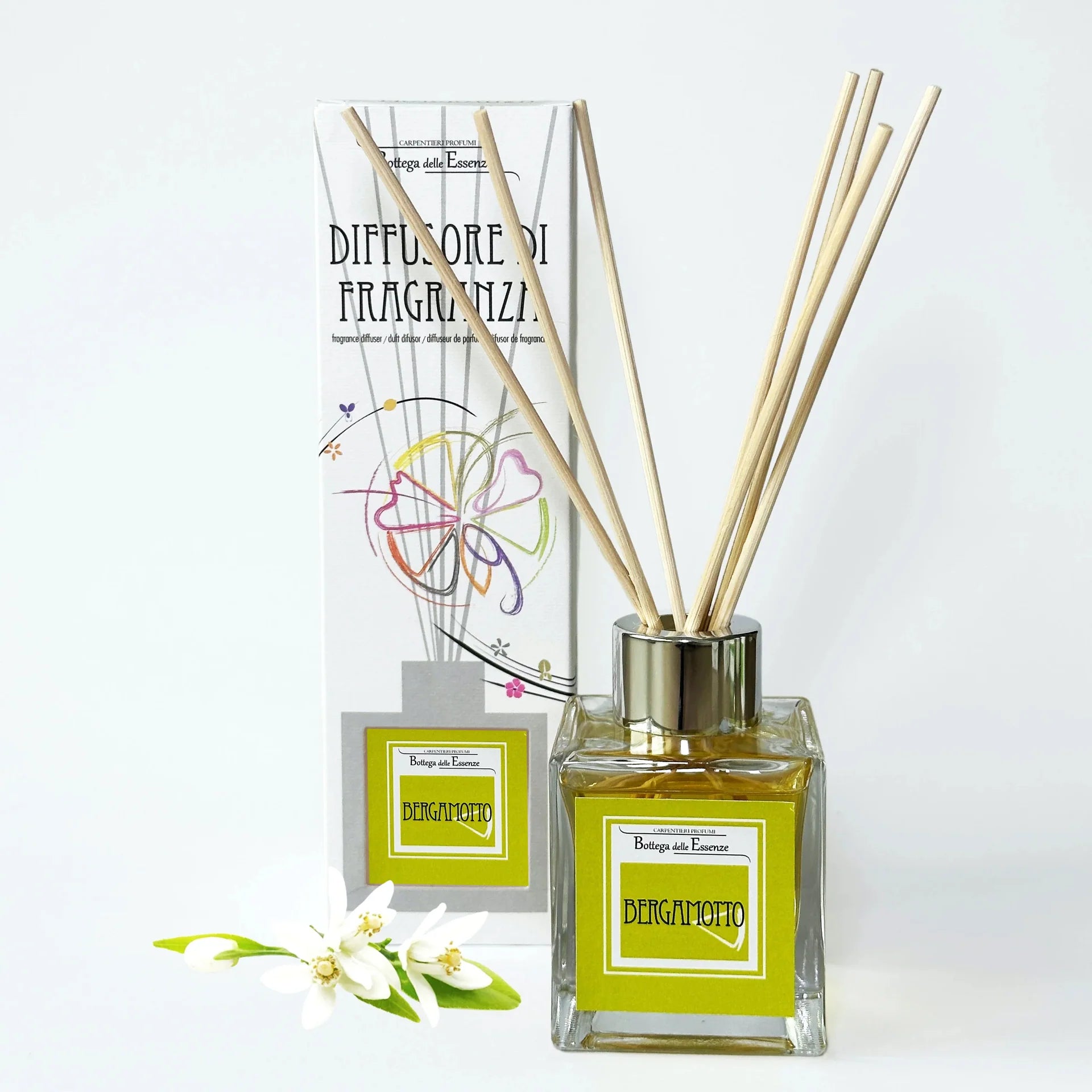 Illat diffúzor 100 ml – Bergamott Rattanpálcás Szobaillatosító