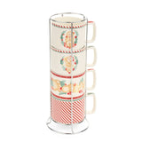 Karácsonyi porcelán sorolós bögre szett 4 db-os 330 ml mézeskalács baba