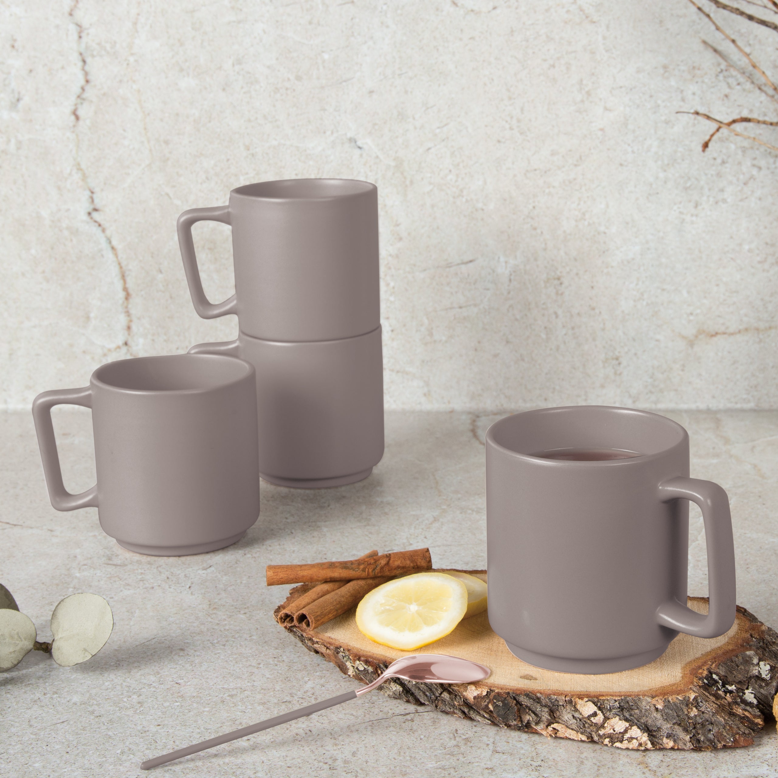 Porcelán 4 részes bögre készlet 300 ml Taupe szürke Berlinger Haus