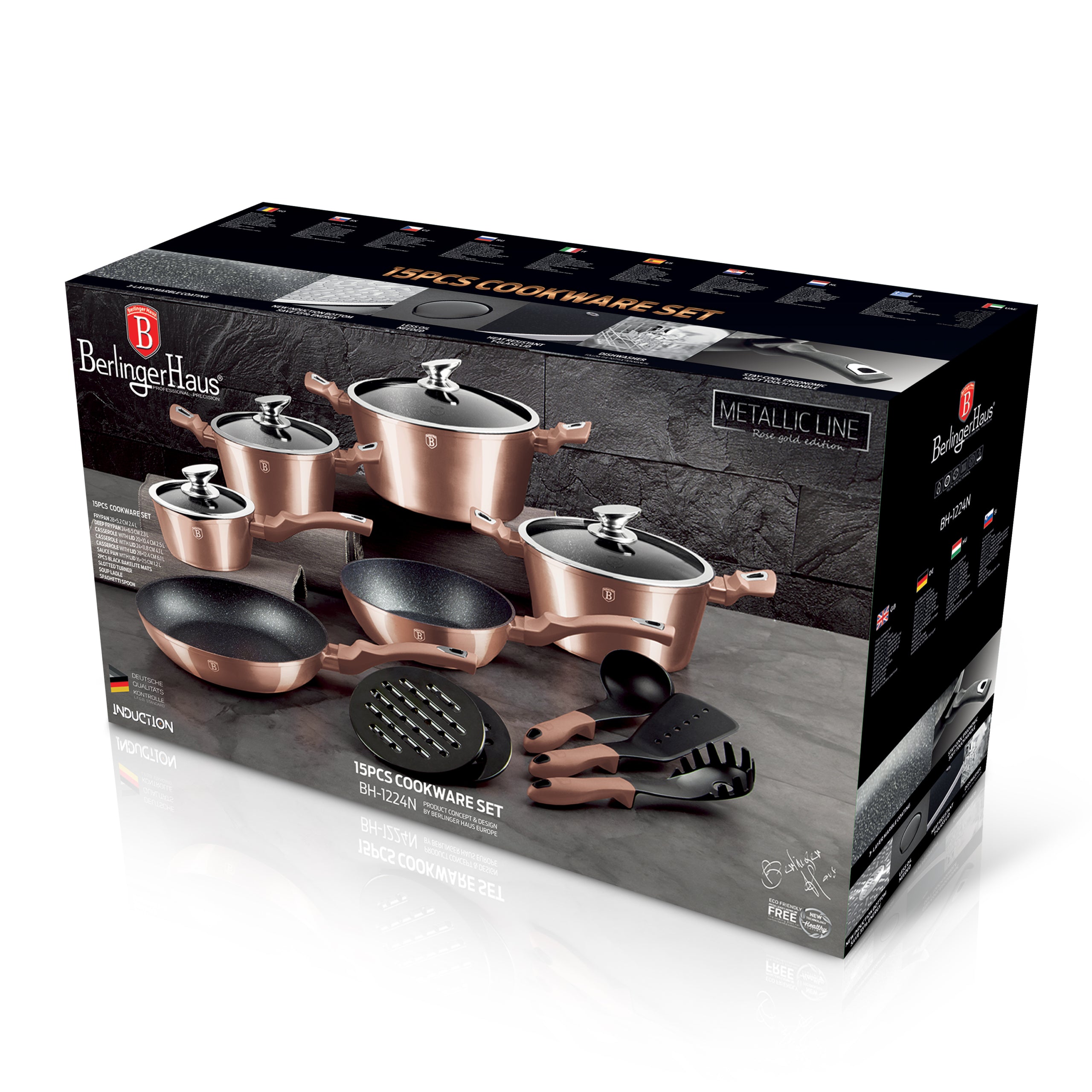 Berlinger Haus 15 részes edénykészlet Metallic Line Rose Gold Edition