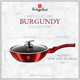 Berlinger Haus indukciós wok serpenyő fedővel 28 cm, 3,2 l – Metallic Line Burgundy Edition