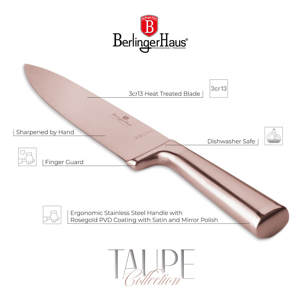 Rozsdamentes acél rose gold Séf kés 20 cm Berlinger Haus Taupe
