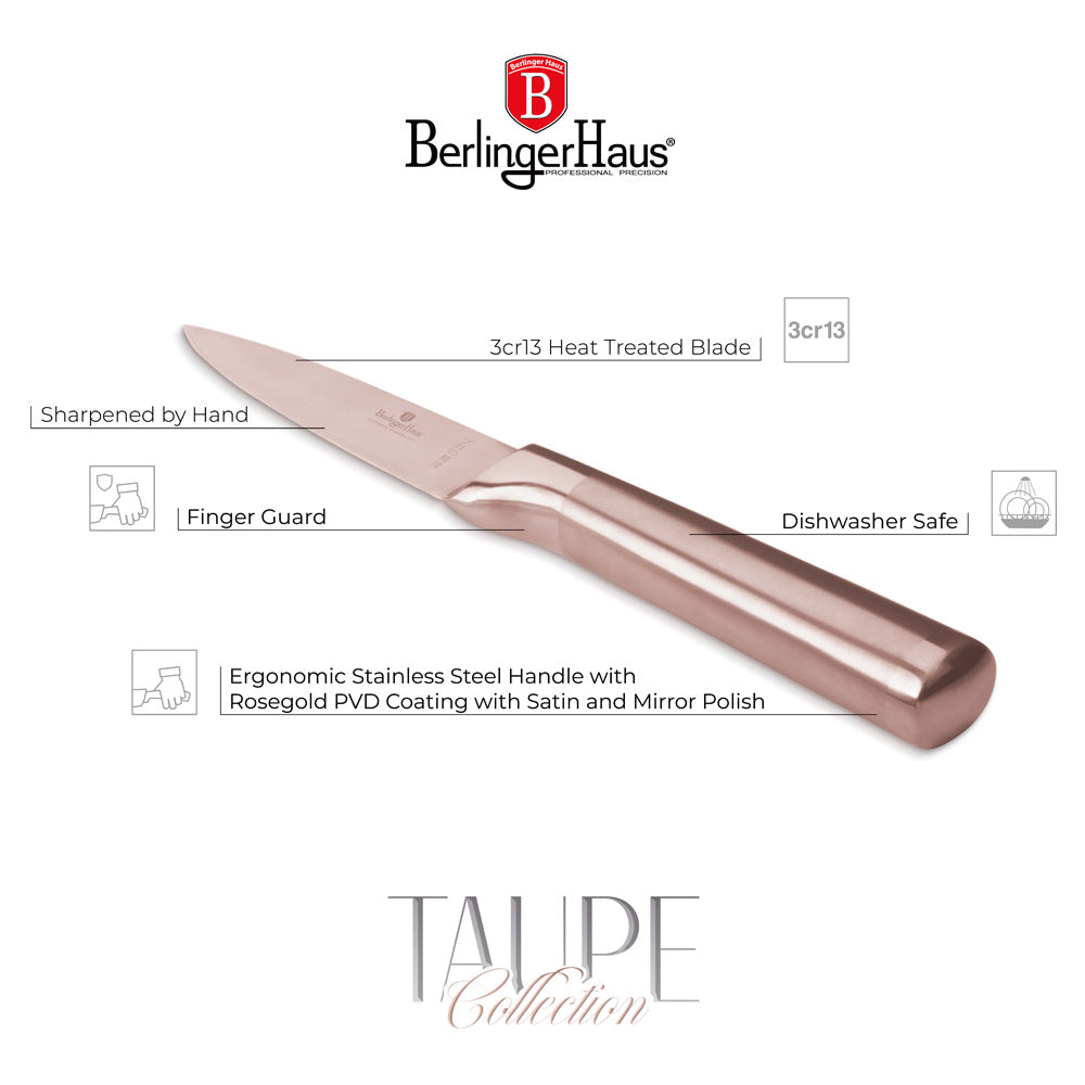 Rozsdamentes acél rose gold Hámozókés 9 cm Berlinger Haus Taupe