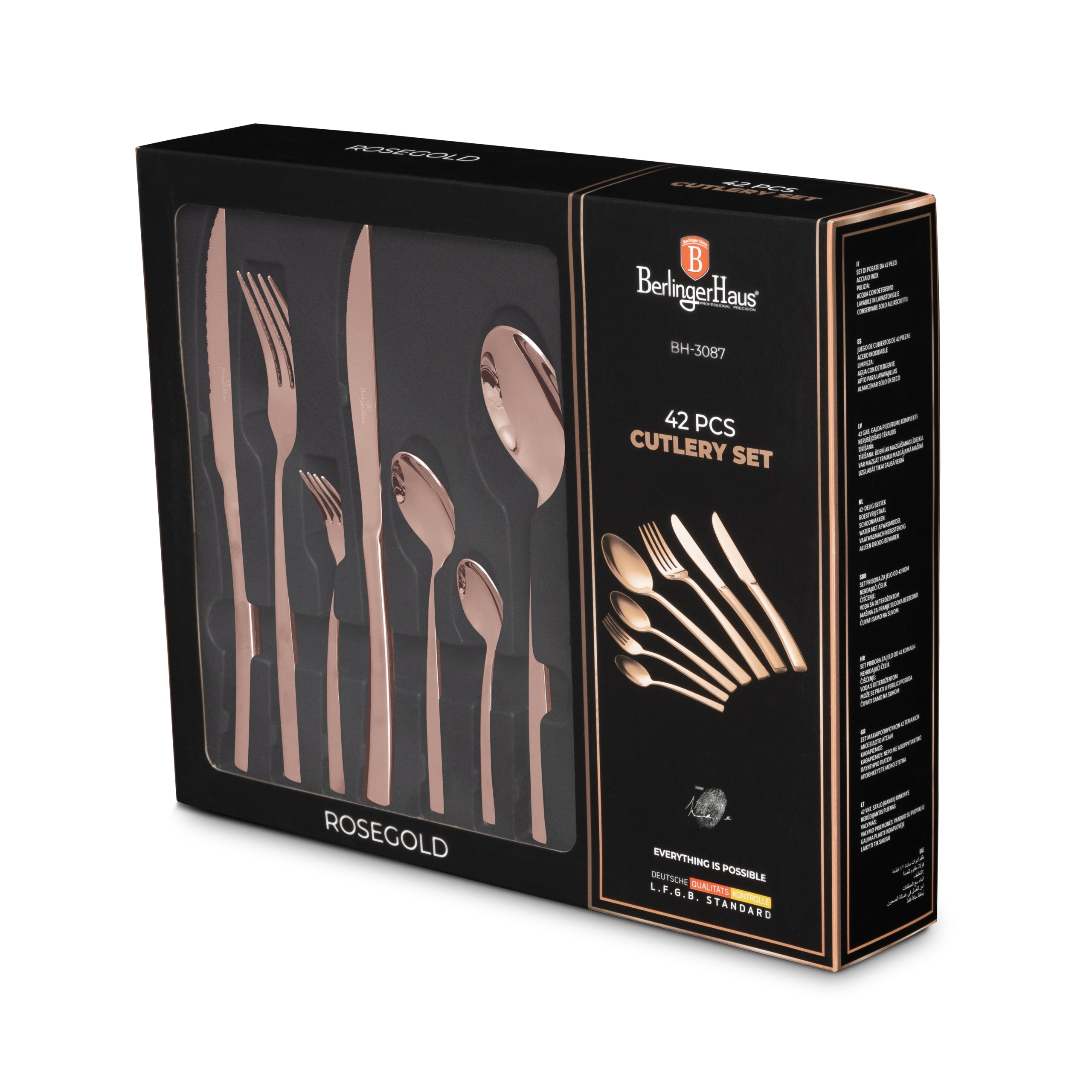 Berlinger Haus rose gold 42 részes evőeszköz készlet Antracit Collection