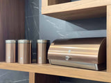 Rozsdamentes acél kenyértartó 3 részes konyhai tároló dobozzal Metallic Line Rose Gold Edition
